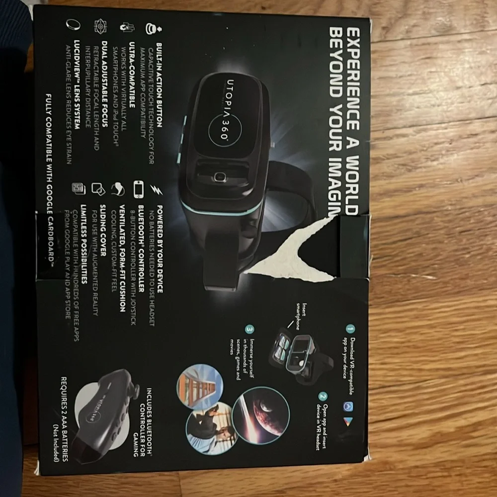 Virtual reality 3-D headset.